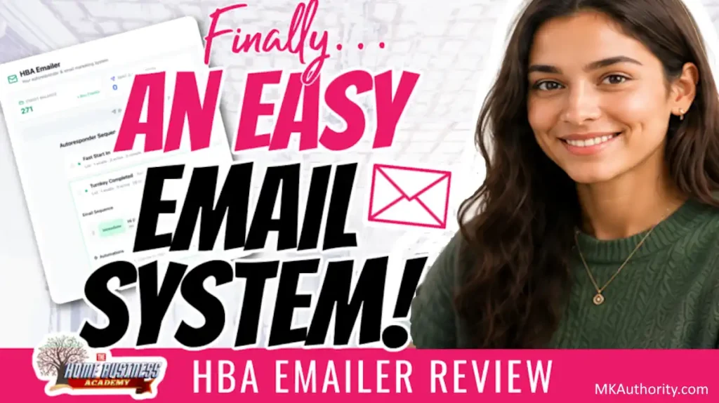 image with text about the hba emailer system being easy and overlooked by the real image of a young woman smiling