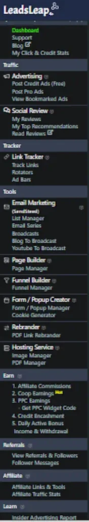 leadsleap marketing platform dashboard