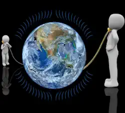 image of two simulated people doing affiliate calling across the world with affiliate call tracking