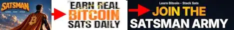 image for promoting satsman to earn real bitcoin sats daily and join the satsman army
